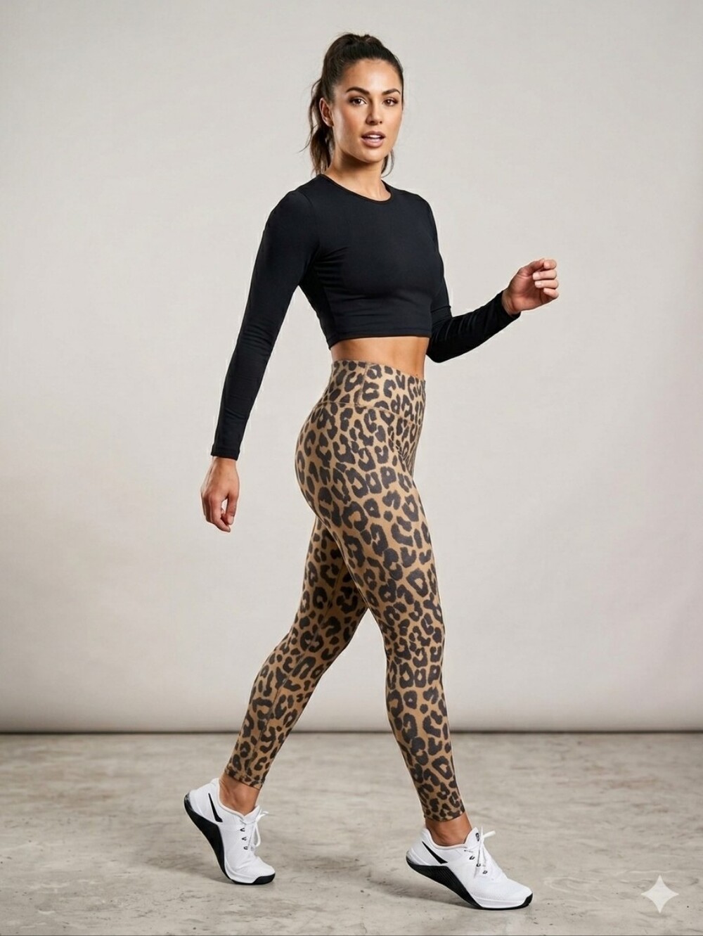 Gianni Bini Soft & Stretchy Tan & Black Animal Print Leggings, XS